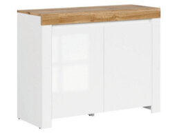Arte Holten Sideboard Cabinet 106Cm White Gloss With 2 Doors And Oak Effect Top - thumbnail 1