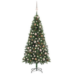 Berkfield Artificial Christmas Tree With Leds&ball Set&pine Cones 180 Cm