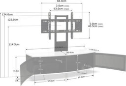 "Centurion Supports Caru Black White Beam-Thru Remote Friendly Super-Contemporary D Shaped For 32""-65"" Tv Cabinet With Mounting Arm" - thumbnail 8