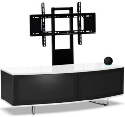 "Centurion Supports Caru Black White Beam-Thru Remote Friendly Super-Contemporary D Shaped For 32""-65"" Tv Cabinet With Mounting Arm" - thumbnail 2