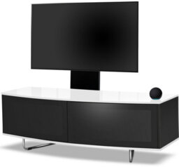 "Centurion Supports Caru Black White Beam-Thru Remote Friendly Super-Contemporary D Shaped For 32""-65"" Tv Cabinet With Mounting Arm" - thumbnail 3