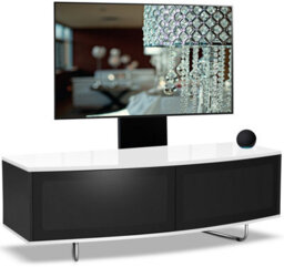 "Centurion Supports Caru Black White Beam-Thru Remote Friendly Super-Contemporary D Shaped For 32""-65"" Tv Cabinet With Mounting Arm" - thumbnail 1