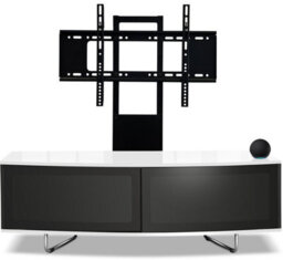"Centurion Supports Caru Black White Beam-Thru Remote Friendly Super-Contemporary D Shaped For 32""-65"" Tv Cabinet With Mounting Arm" - thumbnail 6