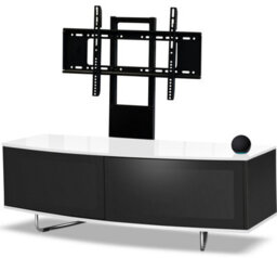 "Centurion Supports Caru Black White Beam-Thru Remote Friendly Super-Contemporary D Shaped For 32""-65"" Tv Cabinet With Mounting Arm" - thumbnail 4