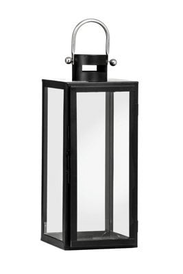 Orsina Medium Black Metal Lantern, Classic Rectangular Candle Lantern For Indoor Outdoor Use, Decorative