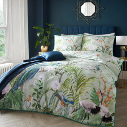 Soirée Peacock Jungle 100% Cotton Sateen Green Duvet Cover Set - thumbnail 5