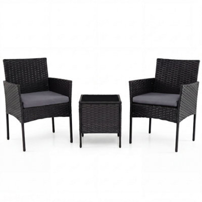 Costway Garden Furniture Set 3-Piece Rattan Conversation Set With 2 Cushioned Chairs-Grey - image 1