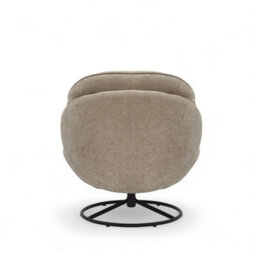 Beige Chenille Fabric Azura Swivel Accent Chair With Footstool - thumbnail 6