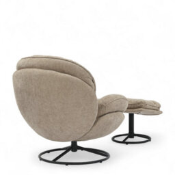 Beige Chenille Fabric Azura Swivel Accent Chair With Footstool - thumbnail 7