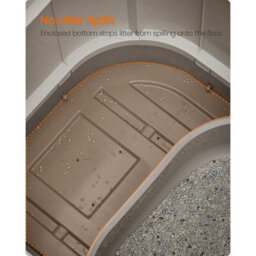 Covered Cat Litter Box With Lid, Slide-Out Tray, Anti-Tracking, Scoop And Brush, Oatmeal And Warm Grey - thumbnail 5