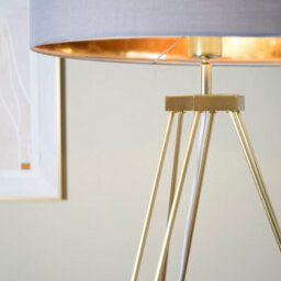 Valuelights Aero Modern Gold Hairpin Design Tripod Floor Lamp With Grey/gold Drum Shade - Includes 6W Led Gls Bulb 3000K - thumbnail 4