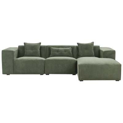 Beliani Corner Sofa 3 Seater Dolva Chenille Dark Green Left Hand - image 1