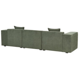 Beliani Corner Sofa 3 Seater Dolva Chenille Dark Green Left Hand - thumbnail 5