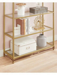 LEDREM 5 Tier Shelf, Tempered Glass Shelving Unit, Arched Design, Steel Construction, For Living Room - thumbnail 4