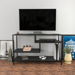 Decorotika Robins Tv Stand Tv Unit Tv Cabinet For Tvs Up To 55 Inches Black And Anthracite - thumbnail 1