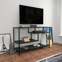 Decorotika Robins Tv Stand Tv Unit Tv Cabinet For Tvs Up To 55 Inches Black And Anthracite - thumbnail 3