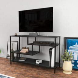 Decorotika Robins Tv Stand Tv Unit Tv Cabinet For Tvs Up To 55 Inches Black And Anthracite - thumbnail 2