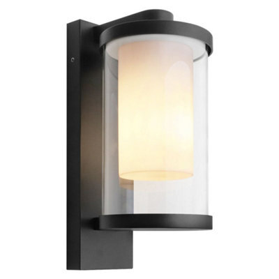 Long Life Lamps Company Outdoor Black Cylindrical Wall Light Lantern Glass Lamp Shade Frosted Diffuser Zlc379 With 4W Led Warm - image 1