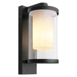 Long Life Lamps Company Outdoor Black Cylindrical Wall Light Lantern Glass Lamp Shade Frosted Diffuser Zlc379 With 4W Led Warm