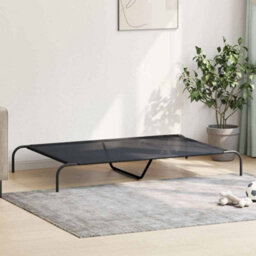 Walplus Black Elevated Dog Bed 150X90X20 Cm Textilene And Steel Frame - Durable, Breathable Pet Cot - thumbnail 3