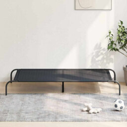 Walplus Black Elevated Dog Bed 150X90X20 Cm Textilene And Steel Frame - Durable, Breathable Pet Cot - thumbnail 1
