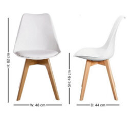 Life Interiors Set Of 6 White Scandinavian Dining Chairs With Leather Cushions Solid Wood Legs - thumbnail 7