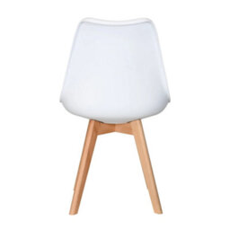 Life Interiors Set Of 6 White Scandinavian Dining Chairs With Leather Cushions Solid Wood Legs - thumbnail 4