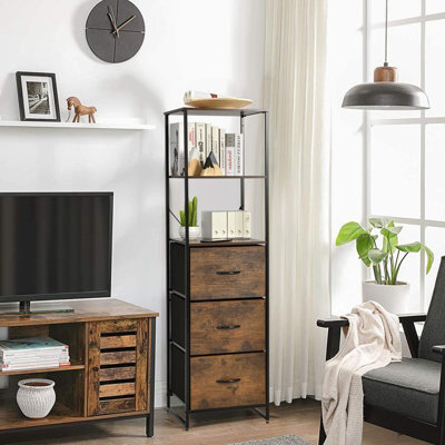 Gainoom 3 Drawers Dresser Organizer Industrial Storage Chest Of Drawers 2 Tire Bookshelf - image 1