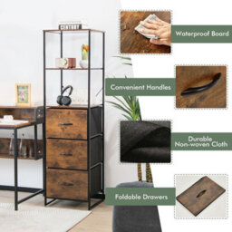 Gainoom 3 Drawers Dresser Organizer Industrial Storage Chest Of Drawers 2 Tire Bookshelf - thumbnail 7
