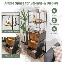 Gainoom 3 Drawers Dresser Organizer Industrial Storage Chest Of Drawers 2 Tire Bookshelf - thumbnail 8