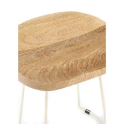 Elm Home And Garden Solid Hard Wood White Metal Breakfast Bar Kitchen Pub Café Stool Wooden H 80 X W 52 X D 36 Cm - thumbnail 3