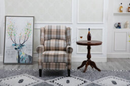 Westwood Beige Check Vintage Armchair Sofa Recliner Lounge Fabric Tub Chair Seat Home - thumbnail 4