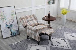 Westwood Beige Check Vintage Armchair Sofa Recliner Lounge Fabric Tub Chair Seat Home - thumbnail 3