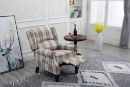Westwood Beige Check Vintage Armchair Sofa Recliner Lounge Fabric Tub Chair Seat Home - thumbnail 2