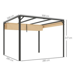 Outsunny 3 X 3(M) Pergola With Retractable Roof & Roller Shade, Khaki - thumbnail 3
