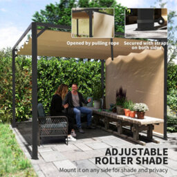 Outsunny 3 X 3(M) Pergola With Retractable Roof & Roller Shade, Khaki - thumbnail 5