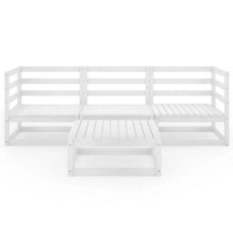 Berkfield 4 Piece Garden Lounge Set White Solid Pinewood - thumbnail 3
