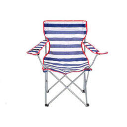 STAR SUPPLIES 2X Outdoor Garden Patio Camping Lightweight Blue And Red Striped Folding Chairs With Cup Holder & Arm Rest - thumbnail 3