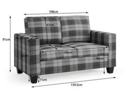 Home Detail Dakota Grey Tartan  Sofa 2 Seater Cushioned Settee Modern Living Home Couch Sofa In A Box - thumbnail 6