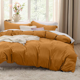 Bedlooms Ochre Cotton Duvet Cover Set, Breathable & Anti-Allergic Bedding Set, Double 200X200Cm - thumbnail 6