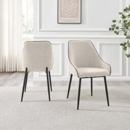 Furniturebox Uk Leonardo Black Top Dining Table & 4 Beaumont Cream Fabric Chairs - thumbnail 8