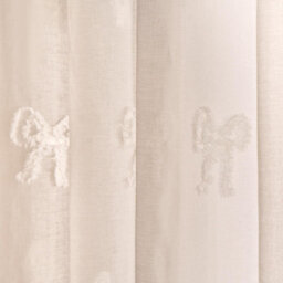 Ohs Tufted Bows Voile Net Curtain Pair Window Panels Slot Top Set - Cream - thumbnail 3