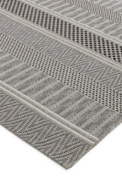 Grey Outdoor Rug, Geometric Striped Stain-Resistant Rug For Patio Decks, 2mm Modern Outdoor Area Rug-80Cm X 150Cm - thumbnail 4