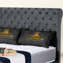UKBEDFURNITURE Chesterfield Sleigh Steel Plush Velvet  Gas Lift Ottoman Storage Bed - With 48 Inch Headboard - thumbnail 2