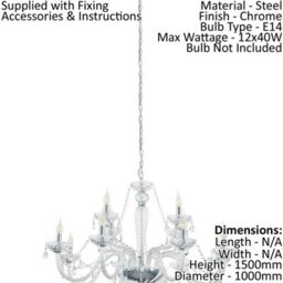 Elegant Chrome Plated Chandelier With Clear Glass Droplets For Modern Interiors