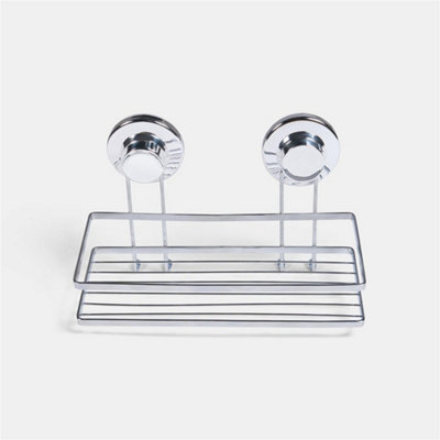 Suction Shower Caddy Organiser Wall Mounted Bathroom Shelf Rust Resistant Silver - image 1