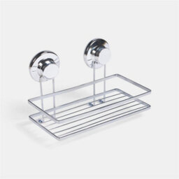 Suction Shower Caddy Organiser Wall Mounted Bathroom Shelf Rust Resistant Silver - thumbnail 3