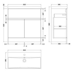 Dezine Yukon 800mm Satin White Floor Standing Vanity Unit, With Top Drawer - thumbnail 2