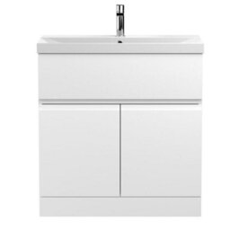 Dezine Yukon 800mm Satin White Floor Standing Vanity Unit, With Top Drawer