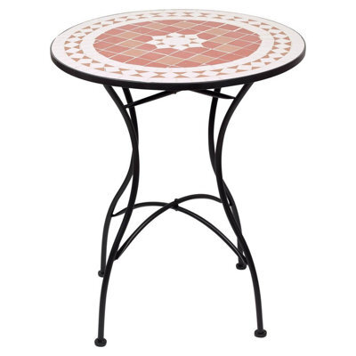 Urbn-Living 60Cm Round Mosaic Garden Bistro Table Metal Frame Patio Outdoor Table - Terracotta Mosaic - image 1